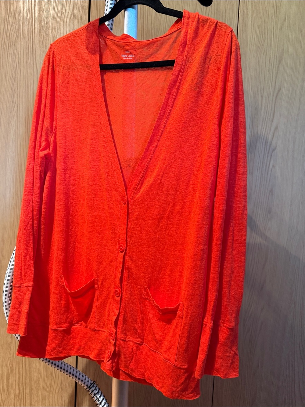 J. Crew 100% Linen Lightweight V-Neck Cardigan in Bright Red